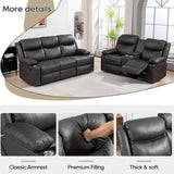 PALLOME Recliner Sofa Set - Reclining Sofa Couch Set, 2 Pieces Recliner Furniture Sofa Set, 3-Seater Reclining Sofa & 2-Seater Reclining Loveseat with Massage & Heat for Living Room (Grey) PALLOME