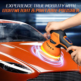 Protmex Cordless Buffer Polisher with 2 Alternative Batteries, 8 Variable Speed 2800-5500RPM Car Buffers and Polishers kit With 11 Attachments, 5IN Cordless Polisher For Car Detailing/Polishing/Waxing Protmex