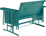 Crosley Furniture CO1024-TU Bates Retro Metal Outdoor Loveseat Glider, Turquoise Gloss Crosley Furniture