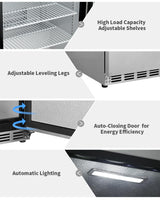 HCK Outdoor Refrigerator 24 Inch, Undercounter Refrigerators with Stainless Steel Door, 161 Can Beverage Fridge for Home Bar, Kitchen, Patio, Outdoor, Commercial Use HCK