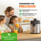 Eurolux Electric Orange Juicer, Sleek Effortless Citrus Juice Squeezer for Lemon, Lime, Grapefruit | Powerful Motor, Easy to Clean, Removable Dishwasher-Safe Parts Eurolux