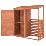 Leisure Season CFS7181 Combination Firewood and Storage Shed - Brown - Outdoor Garden Cedar Box with Shelves, Roof, Doors - Large Yard Lumber Lockers - Patio, Backyard, Deck, Organizer -Fast Assembly Leisure Season