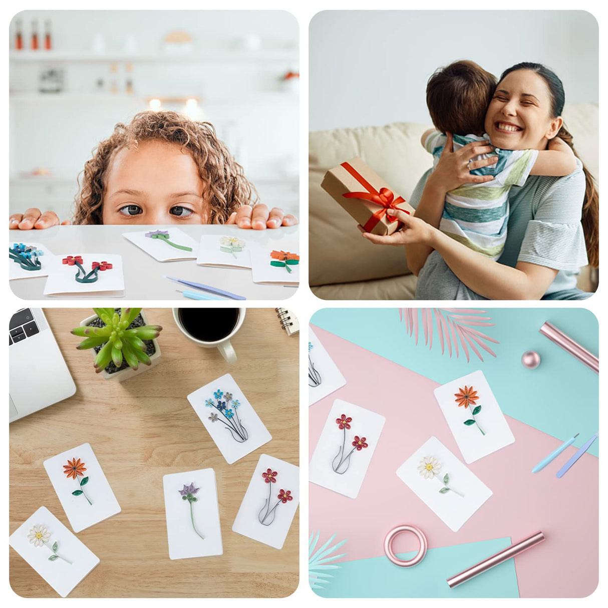 WEBEEDY Paper Quilling Kits DIY Quilling Card Making Kits Quilling Kits for Adults with 36 Colors Strips,Quilling Tools and Supplies,DIY Design Drawing Handcraft for Christmas Invitation Greeting Gift WEBEEDY