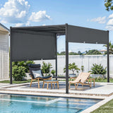 Pergola, 10×10 Outdoor Pergola w/Heavy Duty Aluminum Frame and Retractabble Sun Shade Canopy Shelter for Backyard Deck, Grey gaildon