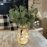 Lighted Mason Jar Centerpiece Set of 3 Eucalyptus Plant Decorative Jars Vase Farmhouse Table Decorations for Home Living Dining Room Wedding Christmas Thanksgiving Party ysnn