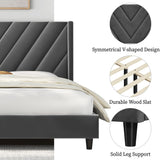Upholstered Full Bed Frame with Winged Tufted Headboard in Dark Gray by Yaheetech Yaheetech
