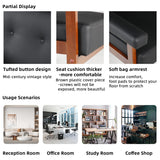 STHOUYN 50”W Black Faux Leather Small Office Couch Loveseat Sofa with Wood Arms, Mid Century Modern Love Seat Sofas Lounge Armchair Living Room Bedroom (Black (loveseat)) STHOUYN