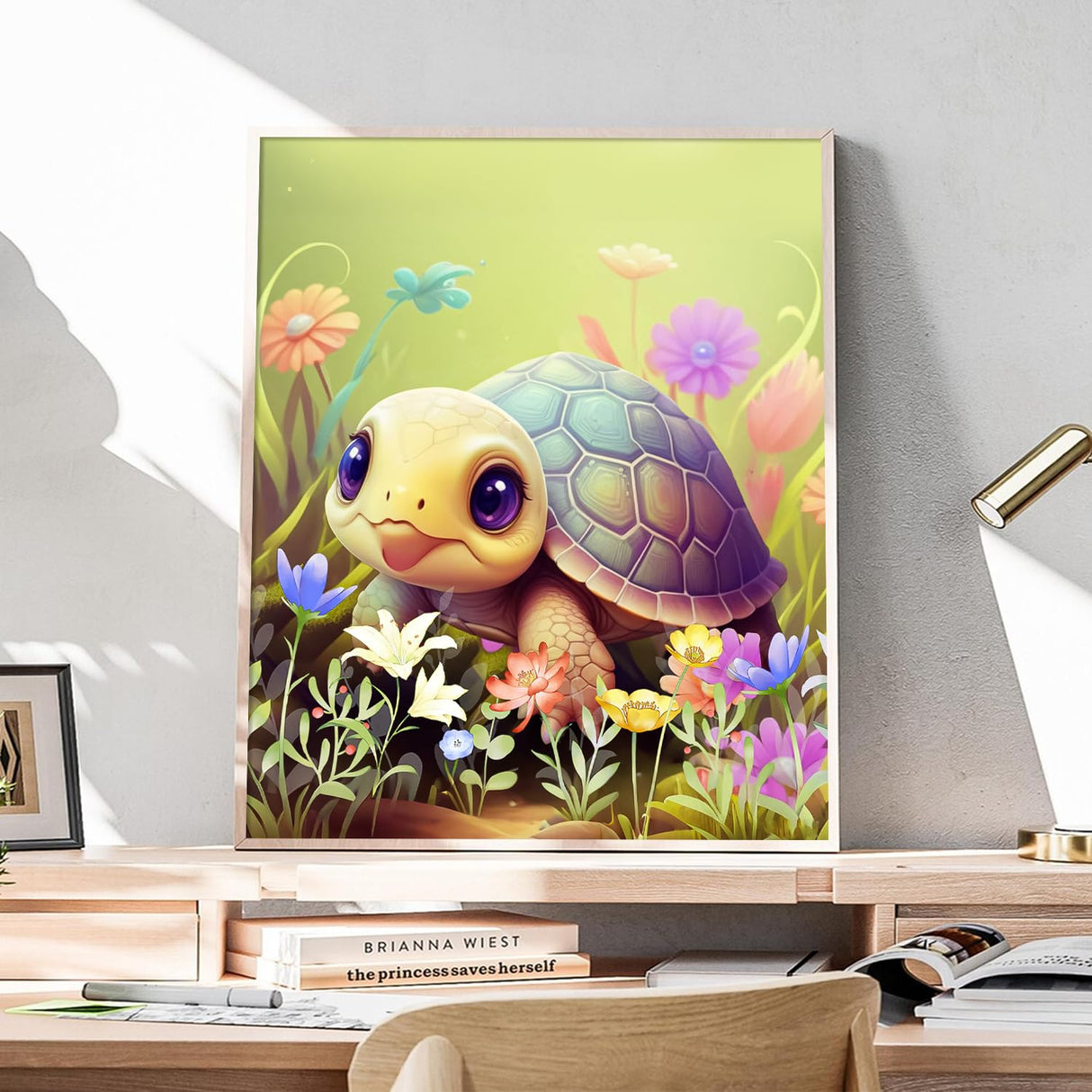 Pangoo Art Paint by Numbers Kit for Adults, Flower Turtle Paint by Numbers, Cute Animal Adults Paint by Number Kits, 16" X20" Paint by Number Canvas for Home Wall Art Decor Pangoo Art