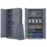 KAER Metal Garage Storage Locker 72" H Garage Cabinets with 2 Doors 4 Adjustable Shelves and Tool Board Tool Cabinets for Warehouse Basement Home Office - Assembly Required KAER