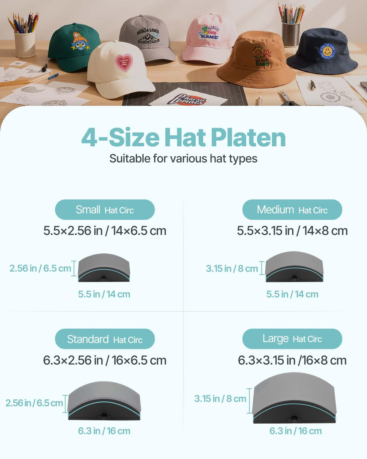 VEVOR Hat Heat Press Machine, with 4pcs Interchangeable Platens, Precise Temperature and Time Control, Hat Press for HTV Iron On and Sublimation Projects, for Caps, Headbands, Cuffs, Face Masks, Green VEVOR