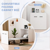 DoCred Murphy Bed - 2 in 1 Cabinet Bed, Folding Trundle Beds w/Mattresses for Adult, Roll Away Pull Out Murphy Chest Daybed, Guest Beds for Apartment Small Room Office Nap, Cot Size: 75" x 29" DoCred