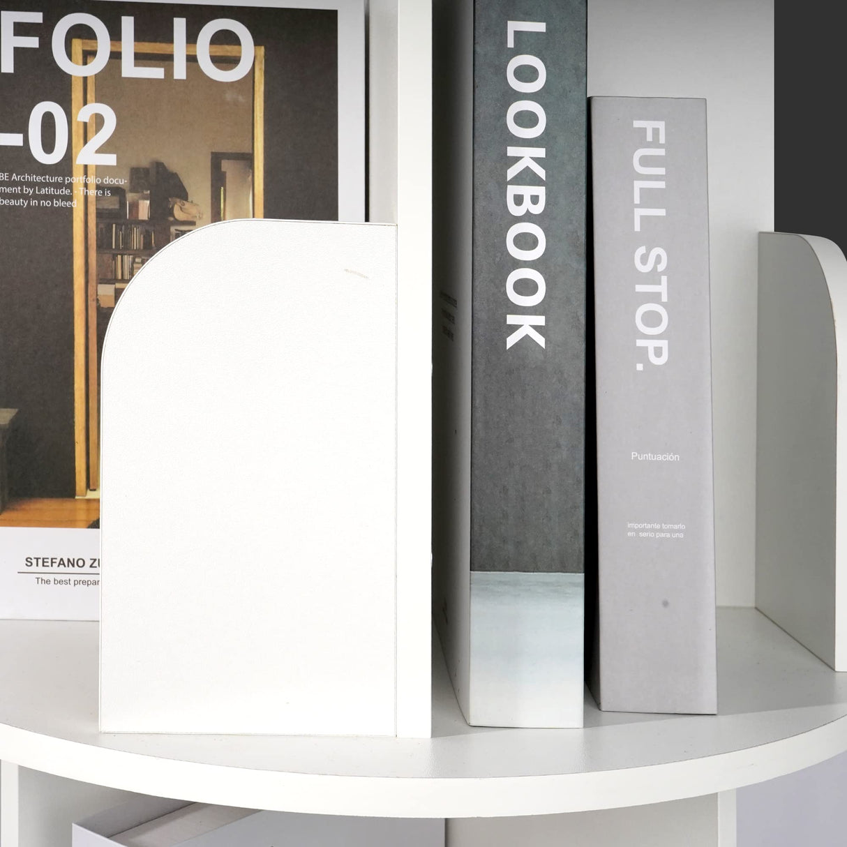 ybaymy 4-Tier 360° Revolving Bookshelf with Wheels - Modern White Floor Display Bookcase ybaymy