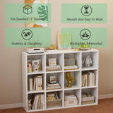 OSCHF 12-Cube Storage Shelf Bookcase - Wooden 3-Tier Floor Standing Open Bookshelf for Home and Office, Display Cabinet, Warm White OSCHF