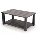 Grand patio Outdoor Coffee Table with Wicker Shelf Storage, 40-inch Rectangle Modern Patio Coffee Table with Faux Wood Tabletop, Fits with Outdoor Conversation Set Grand patio