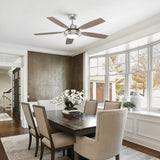 52 Inch Nickel Ceiling Fans with Lights and Remote Control for Bedroom, Modern Ceiling Fan with Quiet Reversible DC Motor, 3CCT, Dimmable, LED for Living Room, Patio, Indoor and Outdoor Fanbliss