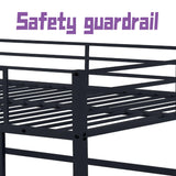Suwopmvy Heavy Duty Metal Loft Bed Frame Full Size with Safety Guard Rails & Built-in Ladder - Sturdy Space Saving Loft Bed for Kids, Teens, Adults, College Dorm, Studio Apartment (Black, Full) Suwopmvy