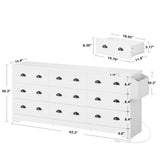LIKIMIO Dresser 9 Drawer 63" W Long Wood Storage Chest of Drawers for Bedroom Living Room, Large Storage with Charging Station and Storage Bag, White LIKIMIO