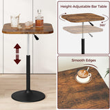 MAHANCRIS Bar Table, Height-Adjustable Pub Table 26.8-36.2 Inches, Cocktail Table with Base, Counter Height Table for Small Space, Easy to Assemble, Rustic Brown and Black BTHR5501 MAHANCRIS