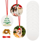 Joyclub 12 PCS 3'' Sublimation Ornament Blanks Ceramic Sublimation Christmas Ornaments Bulk Round White Ornaments for Personalized Xmas Tree Ornament Home Decor DIY Crafts Joyclub