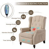 PALLOME Wingback Recliner Chair with Massage and Heat Tufted Fabric Push Back Arm Chair, Recliner Chair for Living Room Bedroom Home Theater (2,Beige) PALLOME