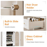 Mauqvit Vanity Desk with Mirror and Light，Vanity Desk with 2 Large Drawers, 2 Large Storage，Charging Station and 10 Lights 3 Lighting Modes Adjustable Brightness Dresser, White Maupvit