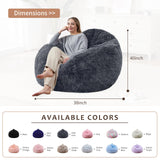 Bean Bag Chair Cover(No Filler) Soft Faux Fur Stuffed Animal Bean Bag Storage, Fluffy Plush Bean Bag Chair Cover Washable, Comfy Bean Bag Chairs for Adults Kids Teens WSOFRLAC