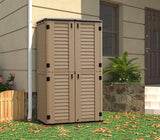 HOMSPARK Storage Shed Weather Resistance, Multi-Purpose Outdoor Storage Cabinet for Backyards and Patios, Horizontal Storage Shed for Lawnmower, Patio Accessories (COFFEE, Tall - 53 cu.ft) HOMSPARK