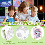 cviokrdu Elephants Paint by Numbers Kit for Kids with Frame - Wooden Easel, Animals Paint by Numbers for Kids Ages 4 8 12, Easy Acrylic Oil Painting Kits for Home Wall Decoration 8x8 inch cviokrdu