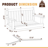 JAMFLY Patio Wooden Porch Swing Outdoor, 2-Seater Bench Swing with Hanging Chains for Outdoor Patio Garden Courtyard Backyard, Natural JAMFLY