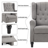 EBELLO Pushback Recliner Chair, Fabric Armchair Push Back Recliner with Rivet Decoration, Mid Century Wingback Accent Chair for Living Room, Bedroom, Grey EBELLO