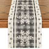 Artoid Mode Grey Buffalo Plaid Snowflakes Christmas Table Runner, Seasonal Winter Kitchen Dining Table Decoration for Home Party Decor 13x72 Inch Artoid Mode