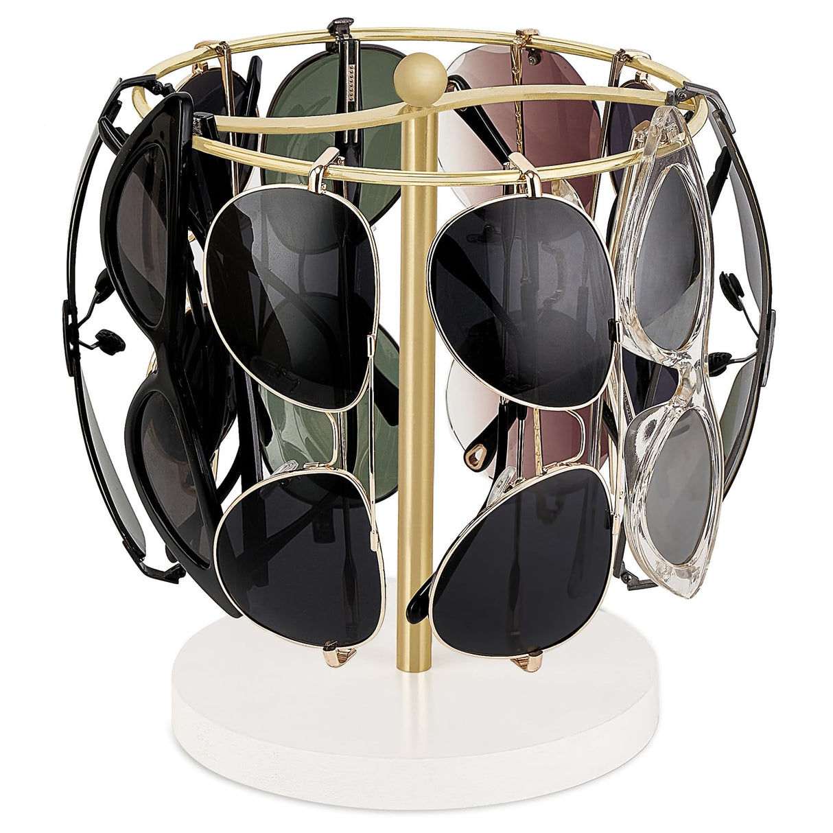 Mkono Sunglasses Organizer Glasses Holder Stand Sunglass Storage Display Eyeglasses Rack for up to 12 Pairs of Eyewear Glasses for Table Dresser Desk Countertop Bedroom, Set of 1, Gold Mkono