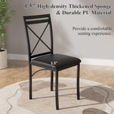 VECELO 5 Piece Dining Table Set for 4, Faux Marble Dinette with Chairs for Kitchen, Breakfast Nook, Small Space, Dark Black VECELO