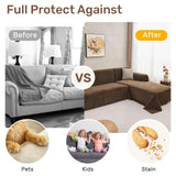 Houmiggle Sectional Couch Covers, 2 Pieces Washable L Shaped Couch Covers Sofa Blanket for Dogs Pet Friendly Sectional Sofa Slipcovers Furniture Protector,71"x 110"+ 71"x 118",(X-Large,Coffee) Houmiggle