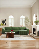 Amada 111" L Shaped Sofa Modular, Corduroy Clopud Couches with Deep Seats &High-Back, Upholstered Couches for Living Room Bedroom with Ottoman, No Assembly Required(2-Seater&1 Ottoman,Green) AMADA HOMEFURNISHING