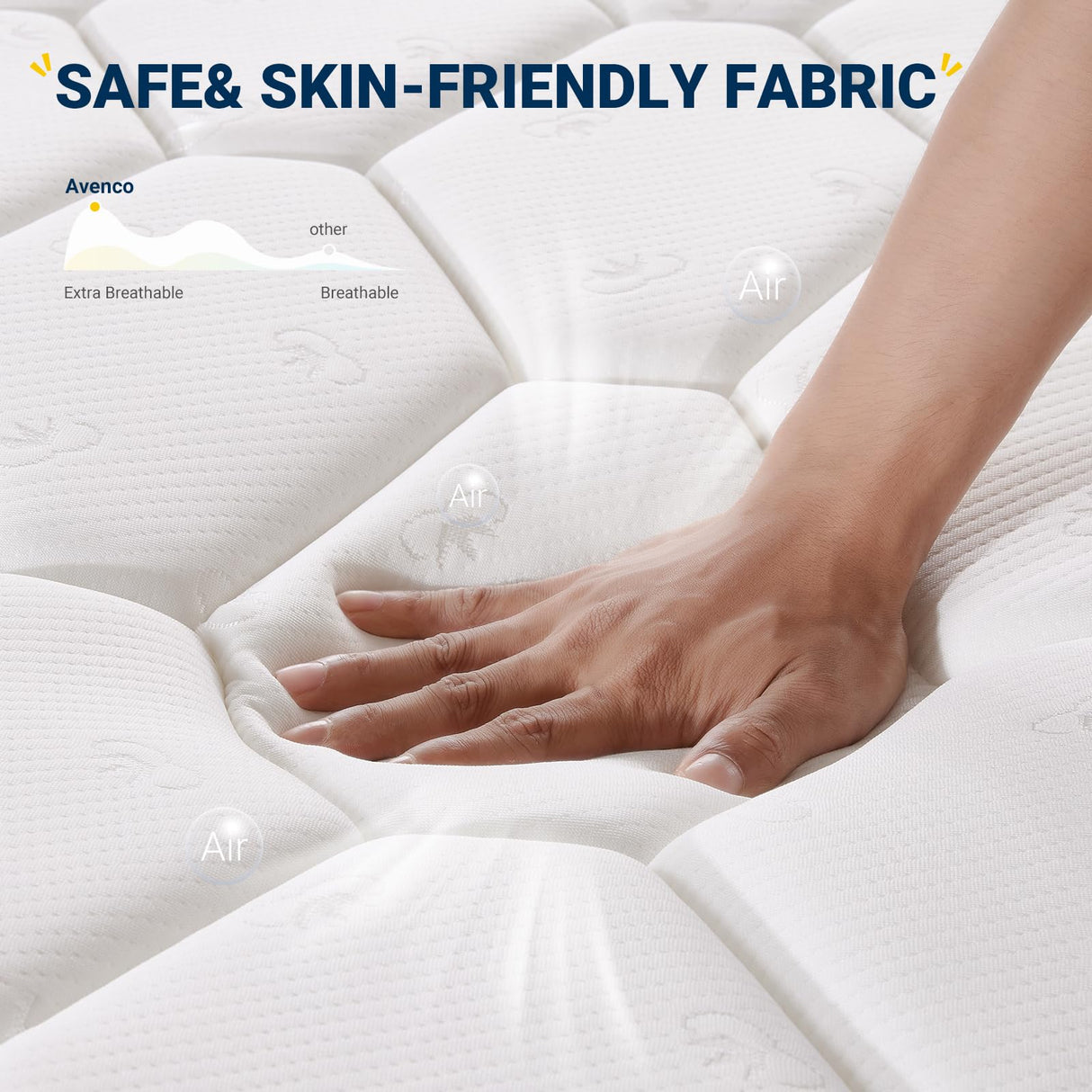 Avenco 8 Inch Queen Size Mattress, Foam and Spring Hybrid Mattress in a Box, Medium Soft, Breathable Fabric & Adaptive Support, CertiPUR-US Certified, Queen Mattress in Guest and Kids Bedroom Avenco