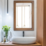 DAOYIJIAJU Rustic Wooden Framed Wall Mirror, Rectangle Wood Hanging Mirror, Farmhouse Wall Mirror for Bathroom Vanity Bedroom Living Room, Vertical or Horizontal Hanging, 36" x 24" DAOYIJIAJU