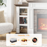 70" Electric Fireplace with Mantel, Fireplace TV Stand for TVs Up to 80 Inch, Farmhouse Entertainment Center with Storage, Realistic Stacked Stone Surround with Remote Control for Living Room,Bedroom LGHM