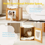 Made4Pets Cat Tree with Litter Box Enclosure, 2-in-1 Modern Cat Tower for Indoor Cats, 48.6" Wood Kitten Condo with Scratching Post and Hammock, Removable Scratch Pad for Large Cats MADE 4 PETS