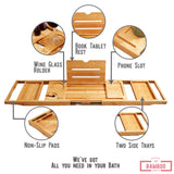 XcE Foldable Bathtub Tray Expandable to 105cm for Luxury Bath, Bath Tray for Bathtub (Bamboo) XcE