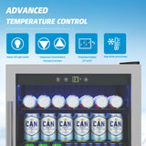 Erivess 4.5 Cubic Feet Mini Fridge, 145 Can Freestanding Beverage Refrigerator with Glass Front Door for Soda, Beer Under Counter Drink Refrigerator with Adjustable Shelves and Digital Display(Silver) Erivess