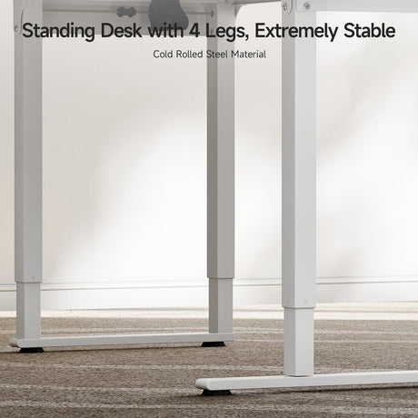 ONBRILL Standing Desk, 71x43 Inches L Shaped Desk with 4 Legs, Dual Motor and Memory Controller, Electric Stand Up Desk Adjustable Height from 28-46 Inches for Computer Workstation White ONBRILL