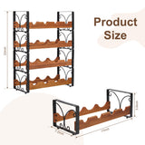 Stackable Wine Rack for 16 Bottles, 4 Tier Wine Storage Cabinet Shelf, Freestanding Wine Organizer with Patent Design, Wooden & Iron Bottles Holder for Kitchen Counter or Bar, Wine Display Shelf X-cosrack