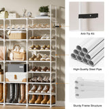 WOWLIVE 4 Row 9 Tiers Extra Large Shoe Rack 64-72 Pairs Big Tall Metal Shoe Shelf, Heavy Duty Organizer for Closet Entryway, Boot Rack Storage Stackable Stand for Garage White WOWLIVE
