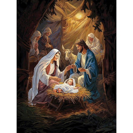 LWZAYS Nativity Scene Paint by Number Kit for Adults Canvas,Christmas Jesus Born Paint by Numbers for Adults Beginners Canvas, Christian Religious Painting by Numbers for Gift Decor - 16x20Inch LWZAYS