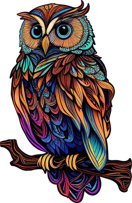 GuDoQi Wooden Puzzles for Adults, Owl Puzzle - Unique Shape Animal Wood Puzzle, Fun Challenging Wooden Jigsaw Puzzles Gifts, Perfect Family Game (8.3 x 11.7 inch, 144 Pieces) GuDoQi