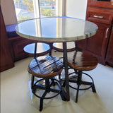 BOKKOLIK Set of 2-Industrial Bar Stool-Counter Height Chairs- Swivel Wooden Seat- Adjustable 17.7-24inch BOKKOLIK