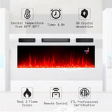 AMERLIFE Modern Highgloss Fireplace Entertainment Center Set, Includes 80" Fireplace TV Stand & 2 LED Highlight Bookcases, Fireplace Storage Cabinets for TVs up to 90", White AMERLIFE