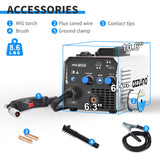 AZZUNO MIG Welder,Flux Core Welder Machine 110V 130Amp, Gasless MIG Welding Machine IGBT Inverter Welder Portable Wire Feed Welder (110V) AZZUNO
