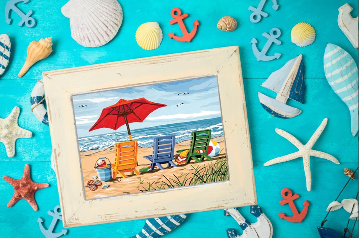 Apomelo 12x16 inches Diamond Art Beach DIY Diamond Painting Kit for Adults,Sunshine Beach Chair Apomelo